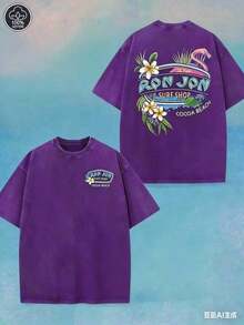 (230 Cotton-Shirt) Men's-Shirt, Surf Shop Graphic - Shirt,Street StyleUnisex Casual-ShirtsFashionable Women's Clothing - 紫色 - 查看 2