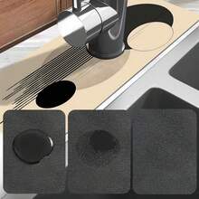 1pc Faucet Suction Pad, Drain Pad, Kitchen, Bathroom Sink, Countertop, Drain Pad, Diatomite Washbasin, Cuttable And Quick Drying Pad. - Multicolor - View 10