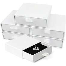 Jewelry Gift Boxes, 20 Pack 3.5*3.5x1Inch Cardboard Jewelry Boxes, Bulk Small Jewelry Boxes With Lids For Necklace Ring Earring Display Box (Black) - 白色抽屜盒(5個裝) - 查看 1
