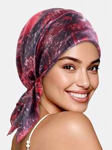 1pc Women's Taffeta Printed Triangular Hat, Headscarf Hat, Bandana Hat, Pirate Hat, Fabric Hat, Suitable For Daily Use - Multicolor - View 10