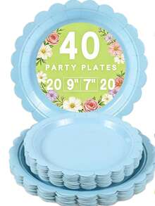 40 chiếc đĩa giấy dùng một lần kích thước 9 inch và 7 inch, đồ dùng cho tiệc cưới, sinh nhật, tiệc trà ngoài trời. - Xem 14