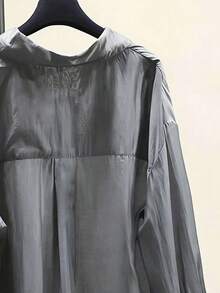 1pc Lightweight Sun Protection Shirt, New Summer Minimalist Elegant Versatile Long Sleeve Blouse - Grey - View 4