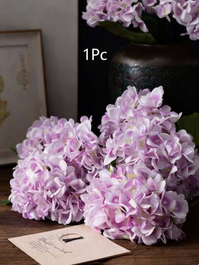 1Pc Light Purple Artificial Hydrangea, Realistic Silk, High-Quality Artificial Flowers, Suitable For DIY Wedding Bouquets, Parties, Home Living Rooms, Kitchens, Gardens, Hotels, Offices, DIY Valentine's Day, Mother's Day, Back-To-School Decorations, Spring Home Garden Party Decorations, DIY Arch Garland Decorations, Also A Gift For Girls.