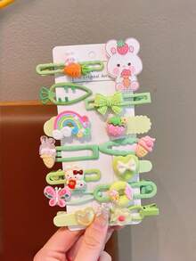 14pcs/Set Acrylic Cartoon Duck Clip Hairpins, Cute Character Hair Clips Suitable For Daily Use - Multicolor - View 4