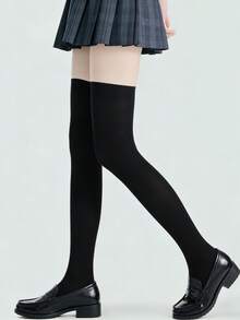 1/2 Pairs Black & White Combination High Elasticity Thigh High Socks, Suitable For Women - Multicolor - View 12