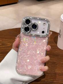 1pc Luxury Rhinestone Heart Shaped Phone Case, Compatible With IPhone 17/17 Pro/17 Pro Max, 16/16 Pro/16 Plus/16 Pro Max, 15/15 Pro/15 Pro Max, 14/14 Pro/14 Pro Max, 13/13 Pro/13 Pro Max, 12/12 Pro/12 Pro Max, 11 - Pink-laser Heart - View 10