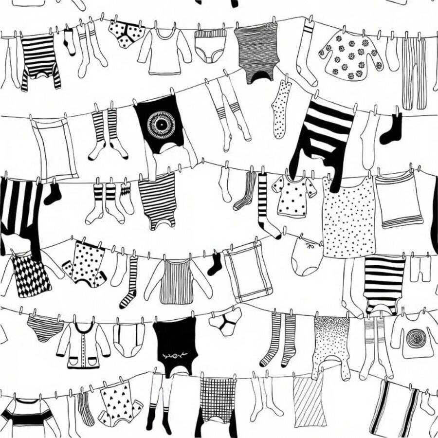 Giấy dán tường tự dính chống thấm nước, màu đen trắng, thích hợp cho phòng giặt, tân trang nội thất, phong cách mùa thu. - 1 cái - Xem 1