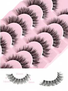 7对猫眼假睫毛，自然短款纤细假睫毛，浓密猫眼假睫毛，中长款，自然混合簇状假睫毛，全长半截纤细款。 - 查看 2