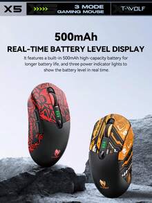 Ratón de juego X5, recargable de 3 modos, retroiluminación RGB, inalámbrico Bluetooth, agarre antideslizante, personalizable - Ver 9