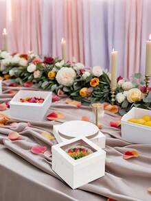 1 Hộp bánh kèm đế bánh (1 hộp và 1 đế), 12"X10"X8" / 12"X10"X8", hộp bánh màu trắng có cửa sổ, thích hợp cho bánh ngọt, bánh quy, bánh pastry, bánh pie, đám cưới, sinh nhật, Halloween. - Nhiều màu - Xem 8