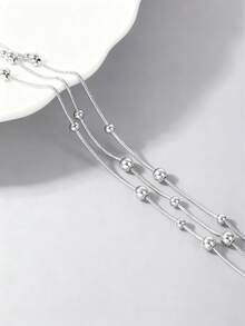1 chiếc vòng chân đính hạt 3 lớp mạ bạc S925 và vàng 18K thời trang, thích hợp cho kỳ nghỉ hè ở bãi biển. - Nhiều màu - Xem 4