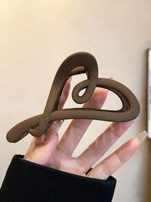 4个/1个 11厘米/4.33英寸 大号 黑色、白色、卡其色、棕色 心形发夹，时尚百搭 优雅简约 哑光塑料发饰，适合日常、休闲、派对、通勤、度假、洗脸、化妆、搭配夏季沙滩发夹 度假发爪 - 彩色 - 查看 14