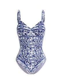 Swim Oasis Oasis Paisley Print Premium 2 Pieces Swimsuit For Summer Beach Vacation - 藍白色 - 查看 6