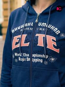 Conjunto deportivo para mujer de moda 2 piezas sudadera con gorro cierre completo estampado casual pants jogger ajustado comodo y moderno ropa de entrenamiento gimnasio fitness streetwear urbano moda femenina ropa para ejercicio correr caminar uso diario suave en varios colores tallas outfit completo - Azul Marino - Ver 5