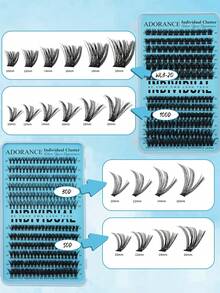 ADORANCE 420片装假睫毛簇，4种款式，纤细轻盈，30D+50D+WL3-20+100D簇状假睫毛，打造柔软自然妆效，适合日常、约会和派对妆容。 - D - 查看 5