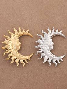 1枚时尚银色/金色不锈钢新月形胸针，女士服装配饰 - 彩色 - 查看 6