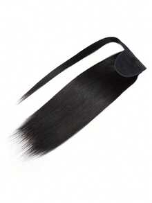 Straight Ponytail Extensions 150% Density Wrap Around Straight Ponytail Human Hair Extensions Ponytail Hairpiece For Women Girls - Natural Black - View 2
