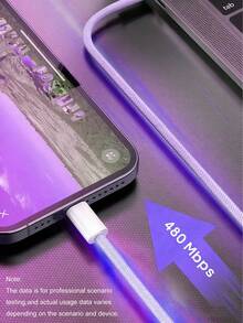 USB-C Fast Charging Cable Compatible With IPhone 17/16/15, USB-C To Type-C Charging & Data Cable (3.3/6.6/10ft Nylon Braided) For Indoor/Outdoor/Travel And Car Use, Fast Charging For IPhone 17/16/15/Pro/Pro Max, Android Phones - Mauve Purple - View 4