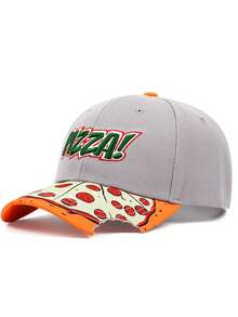 潮流披萨刺绣棒球帽，可调节硬顶棒球帽，帽檐饰有咬痕披萨图案，男女皆宜。超火爆！趣味披萨主题棒球帽，硬顶可调节棒球帽，独特咬痕帽檐设计。 - PIZZA - 查看 13