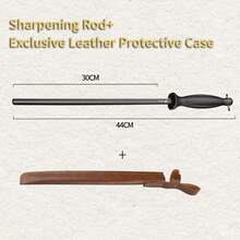 Thanh mài dao chuyên nghiệp, thép đen, hạt mịn, dùng cho nhà bếp và lò mổ. - màu đen - Xem 11