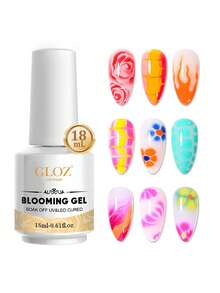 GLOZ 1PC 18ml Transparent Blooming Gel Nail Polish, Removable UV LED Blooming Gel Nail Polish, Can Create Tie Dye Effect, Suitable For Nail Art, Marble, Natural Stone, Watercolor Tie Dye And More, Christmas Nail Polish - Clear - View 7