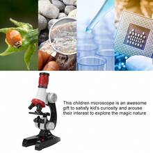 100x\400x\1200x Microscopio Para Niños Con Kit De Portaobjetos, Juguetes Ciencias Educativas - Rojo - Ver 9