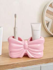 1 Set Bow Toothbrush Holder And Toothpaste Storage Rack, Bathroom Countertop Organizer - Multicolor - View 7