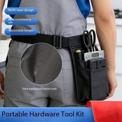1pc Portable Hardware Tool Bag, Adjustable Waist Belt Tool Pouch, Waterproof Oxford Cloth, Repairman Maintenance Specialized Tool Bag