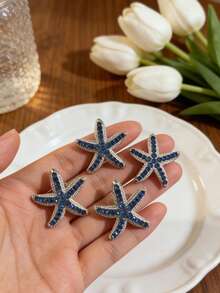 5 piezas Pasadores de pelo con strass en forma de estrella de mar para mujeres, accesorios para el cabello con flequillo lateral, delicados pasadores de pelo trenzados - Multicolor - Ver 3