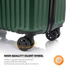YONSLY Large Suitcase 20/24/28 Inches With YKK Zipper TSA Lock 4 360° Wheels Spinner Mesh Pocket Soft Rubber Handle Travel Suitcase For Short Trips - 深綠 - 查看 5