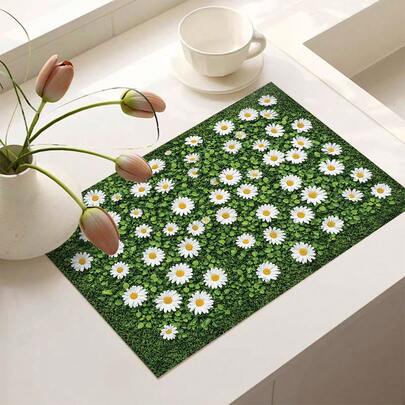 1pc Yellow Polka Dot Watering Can With Colorful Daisy Flowers, Butterfly Print Coffee Bar Mat, Drainage Mat, Silicone Drainage Mat For Coffee Machine, Rubber Drainage Mat, Super Absorbent And Wear-Resistant Dish Drying Mat, For Countertop, Restaurant, Kitchen, Patio Dining Table Decor, Household Kitchen Supplies, Countertop Decorative Mat