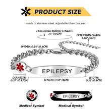 Rofusn Women's Heart-Shaped Medical Alert ID Bracelet: Emergency First Aid Health Alert Bracelet - Emergency Medical Identification - Adjustable Chain Jewelry - B - 查看 6