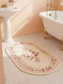 1 tấm thảm hình bầu dục hoa hồng cổ điển, thích hợp cho phòng ngủ, cửa sổ lồi, trang trí nhà cửa - Thảm trải sàn thoải mái cho mùa thu/đông, trang trí phòng ngủ, trang trí phòng, thảm nhỏ, chăn. - Nhiều màu - Xem 5