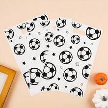 30/50 Peças Sacolas de Presente com Tema de Futebol Preto e Branco, Sacolas de Presente de Plástico com Alças, Sacolas de Presente com Tema Esportivo de Futebol Simples, Adequadas para Decoração de Festa de Aniversário, Decoração de Casamento, Embrulho de Presente - Multicolorido - Visão 3