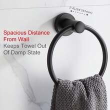 Vòng treo khăn bằng thép không gỉ, móc treo khăn tắm, giá treo khăn tròn gắn tường chống gỉ, móc treo khăn tắm, giá để khăn tắm, giá treo khăn cần khoan, kệ đựng đồ trong phòng tắm - tròn - Xem 4