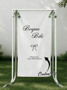 Personalized Wedding Welcome Sign, Customized Minimalist Welcome Banner, Banner With Bow Ribbon Set, Fabric Wedding Welcome Flag, Boho Wedding, Bridal Shower Sign, Custom Linen Wedding Decor, Ideal Gift For Him, Ideal Gift For Her, Baby Shower Gift - Multicolor - View 3