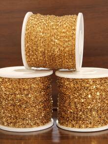 100厘米 18K镀金不锈钢唇链 散装扁平椭圆形缆绳链，适用于DIY珠宝制作，可搭配手工腰链、手链、项链等配件 - 嘴唇鏈 - 查看 5