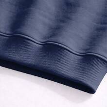 Casual Sweatshirt With Leaf And Mountain Print. - Màu xanh hải quân - Xem 5