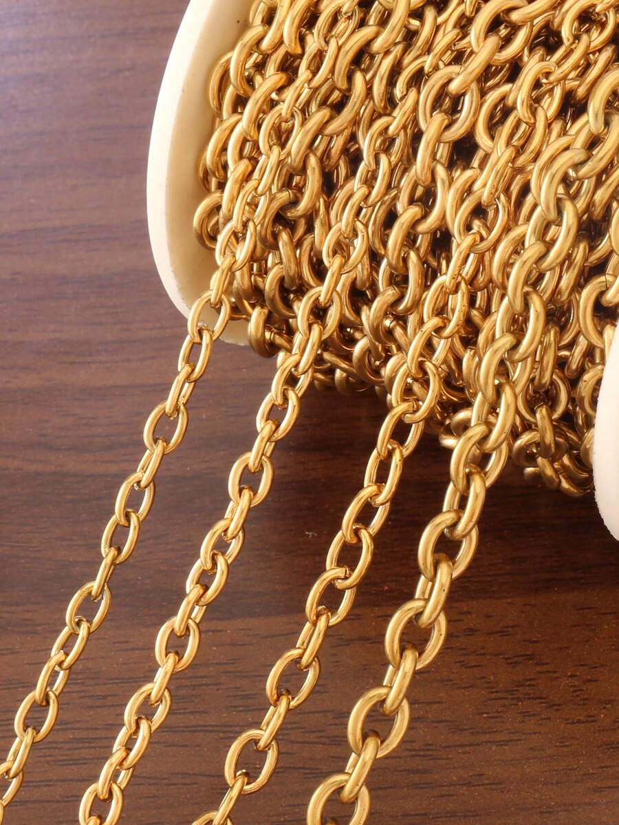 Dây chuyền thép không gỉ hình chữ O dài 100cm, kiểu mắt xích Rolo dày dặn, dùng để làm trang sức DIY, vòng tay, dây chuyền, phụ kiện làm hàng số lượng lớn. - Chuỗi O - Xem 1