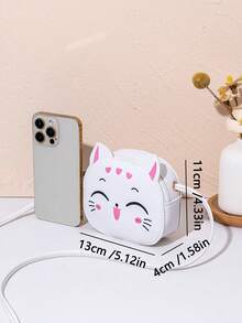 1pc Girls Cute Cat Shaped Crossbody Bag, Adorable Cat Mini Round Shoulder Bag, Coin Purse, Everyday Accessory & Holiday Gift - Multicolor - View 4