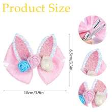 1Pair Easter Bunny Ears Hair Bow Clips For Women Easter Flower Hair Pins Rabbit Hair Accessories Halloween Party Supplies - 粉色 - 查看 2