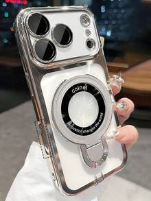 Luxury Dust-Proof Plug Ice Feel Clear Electroplated Protection Case Compatible With IPhone 17 Pro Max 17 16 15 14 13 12 Pro Max Camera Protection Back Cover - Silver - View 1