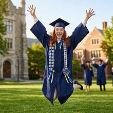 48inch Graduation Ribbon Lei Necklace Class Of 2026 Handmade Double Braided Money Lei With Tassel Graduation Gifts - Deep Sapphire Blue - View 3
