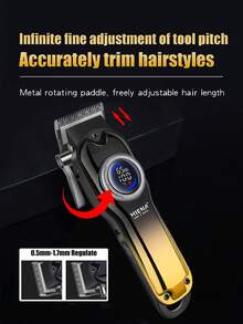 男士专业电动理发器，USB锂电池充电，LED智能显示屏，无线多功能，可调节头带梳，轻松控制剃须，带给您沙龙级丝滑体验。 - 查看 3