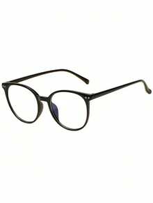 1/3pcs Women Black Plastic Classic Round Daily Casual, Commute Retro Minimalist Versatile Neutral Fashion Clear Lens Computer Glasses - Multicolor - View 2