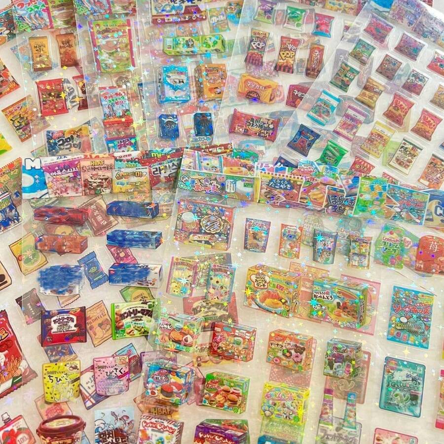 可爱零食贴纸套装 - 多功能贴纸,适用于手工制作、儿童活动书、DIY文具和工艺品 - 送给心灵手巧的朋友的可爱小礼物 - 彩色 - 查看 1