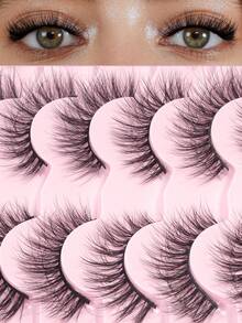 40 Pairs Mixed Style Natural Crossover False Eyelashes, Handmade Lengthened Thick Curly Eyelashes Artificial 3D Fuax Mink Eyelashes D Curvature Makeup Tools Hot Sellers For Daily Life,Gift For Women - 黑色 - 查看 8