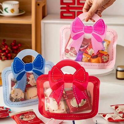 5pcs/Set Party Gift Bags, Candy Cookie Bags, Small Zipper Pouches, Reusable Storage Bags, Suitable For Storing Birthday/Wedding/Party Supplies, Homemade Crafts, Jewelry Packaging And Small Business Packaging (20 * 19cm)