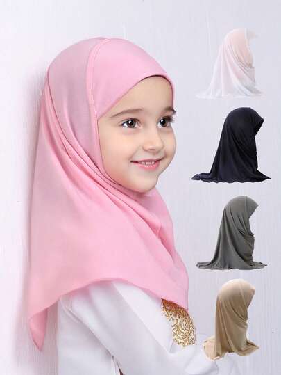 1 Pieza Pañuelo musulmán, adecuado para niñas de 2-6 años, para usar durante el Ramadán, fácil de usar, hijab de Ramadán para niñas y niños