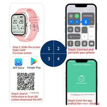 智能手表功能：自定义壁纸、音乐控制、社交应用通知、来电提醒、短信提醒、心率监测、多种运动模式、闹钟、久坐提醒、手机查找、音乐播放、秒表、计步器、距离测量、卡路里消耗测量、睡眠监测、心率监测、血压测量、血氧饱和度监测、设备查找、语言切换、抬腕唤醒 - 粉色 - 查看 8